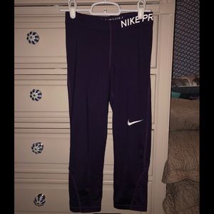 Purple Nike Cropped Leggings with Sheer Backing